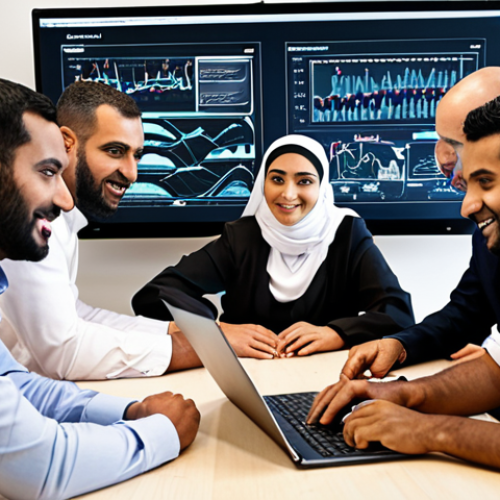 Home 19 **Image Prompt 1: "Diverse team brainstorming innovative media strategies for satisfied client; modern office setting, collaborative atmosphere, data analytics displayed on screens, Arabic calligraphy element in background."** (Focuses on teamwork, innovation, and understanding data in a culturally relevant context)
