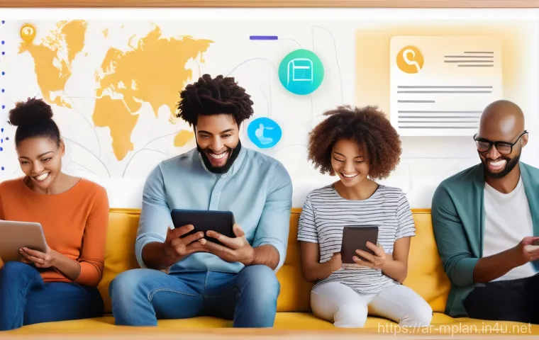 미디어 플래너와 광고 기술 플랫폼 - **Prompt:** A diverse team of modern media planning experts, both men and women, dressed in smart bu...