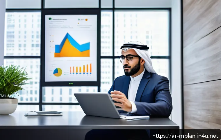 미디어 플래너의 고객 커뮤니케이션 스킬 - A professional Middle Eastern media planner in a modern office setting, attentively listening during...