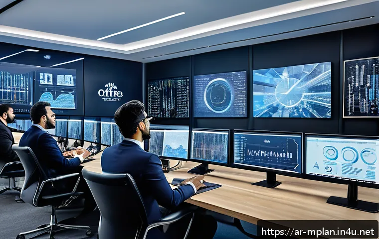 미디어 플래너가 알아야 할 SEO와 SEM - A modern digital marketing control room with diverse Arab professionals analyzing big data on multip...